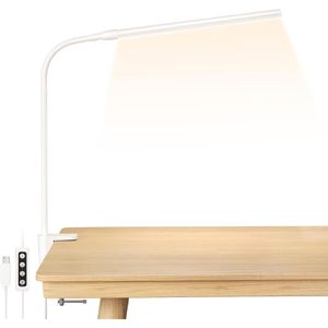 Lepro Schreibtischlampe weiß, LED, dimmbar, mit Tischklemme, 460 Lumen, warm- bis tageslichtweiß