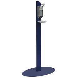 Desinfektionssäule Novocal pulverbeschichtet blau mit Tropfschale und Armhebelspender 500 ml