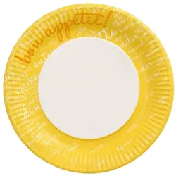 Papstar 10 Teller, Pappe rund Ø 23 cm gelb "Table Pleasures"
