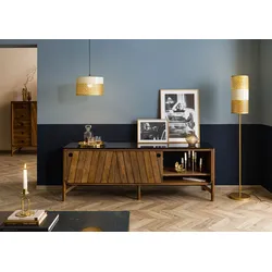 Sideboard Mango 185x45x65 braun geölt / dunkler Granit LOS ANGELES #106