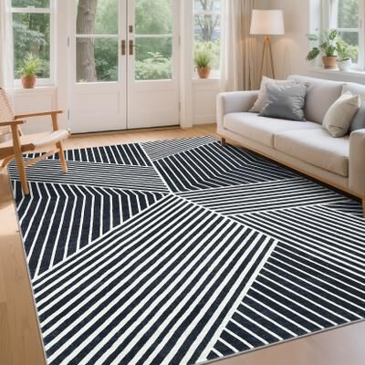 Garvee Modern Washable Geometric Chevron Area Rug