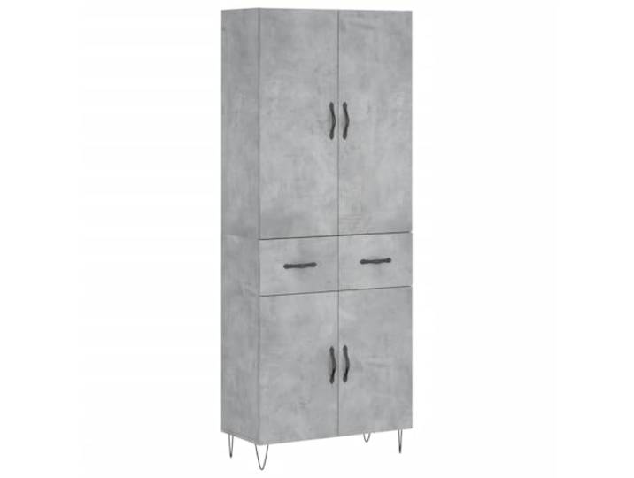 Roanoer Highboard Betongrau 69,5x34x180 cm Holzwerkstoff Schrank 2-teilig Vielseitiges Highboard in Betongrau für Wohnzimmer und Flur, stabiler Holzwerkstoff mit Metallfüßen und viel Stauraum.