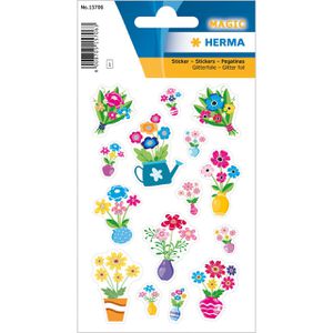 Herma Sticker Magic, 15706, Blumen mit Glitter, 15 Aufkleber, 15 Stück