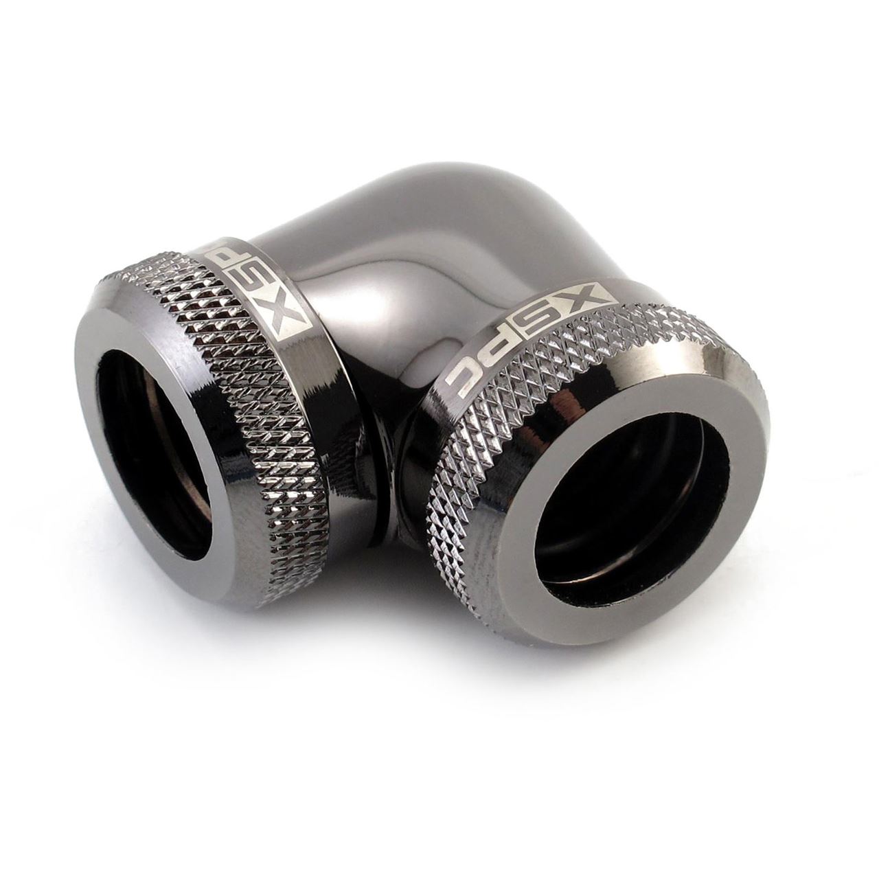 XSPC Adapter 2x 14mm Hard-Tube - 90 Grad Winkel, chromschwarz