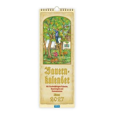 TRÖTSCH - Maxi-Streifenkalender Bauernkalender 2027 mit Hundertjährigem Kalender, Bauernregeln und Ferienterminen
