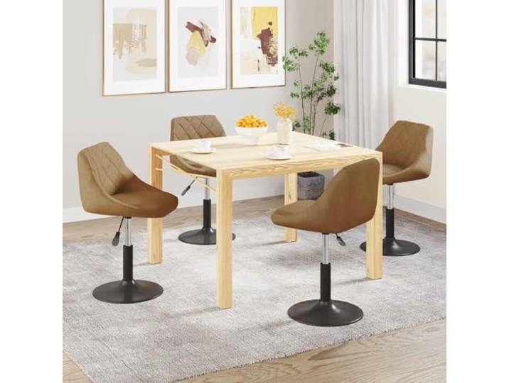 KGHFDVB 4er Set Drehbare Esszimmerstühle Braun Samt mit Gasdruckfeder 360 Grad drehbar, höhenverstellbar, stabiler Stahlrahmen, weicher Samtbezug