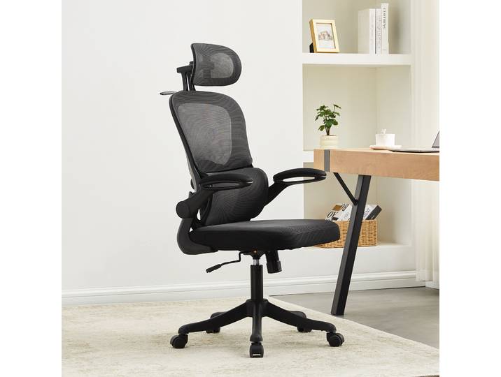 Chaise de bureau, chaise en maille respirante à dossier haut avec appui-tête