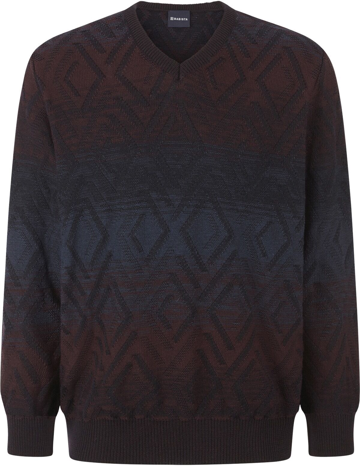 Wollpullover BABISTA "Pullover ROMODETTI", Herren, Gr. XXXL, rot (dunkelrot), Obermaterial: 50% Wolle mw. 50% Polyacryl PAN., gemustert, normal, V-Ausschnitt, Pullover Wollpullover