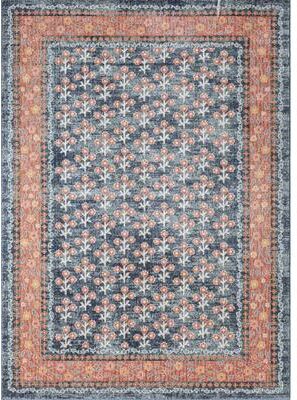 Abani Dalia DAL110A Coral Border Navy Floral Rug