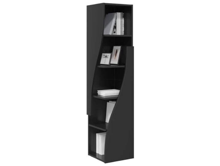KTHLBRH Eckschrank, schwarz, 32 x 32 x 140 cm, Holz, mehrschichtig 5 Regalböden, platzsparend, matt, einfache Montage, für Wohnzimmer