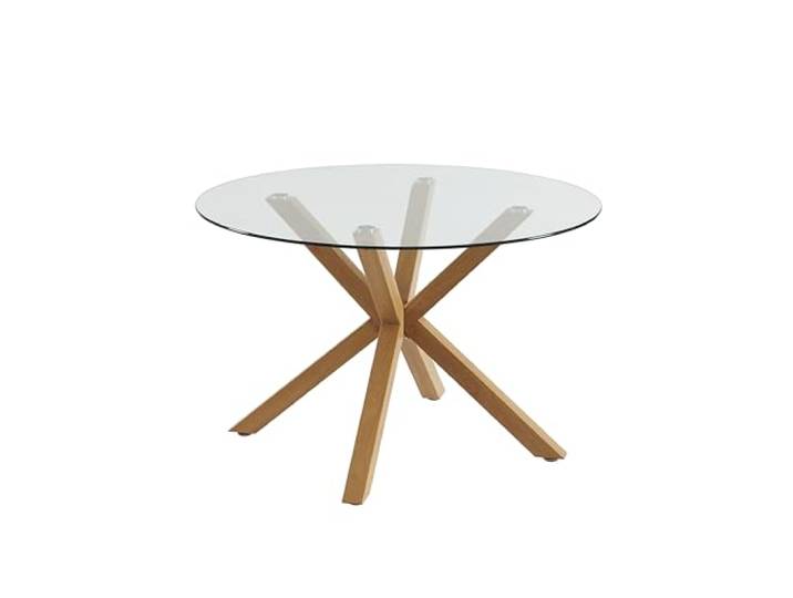 BAÏTA Esstisch Harry, rund, Glas und Eicheneffekt, 120 cm, Durchsichtig