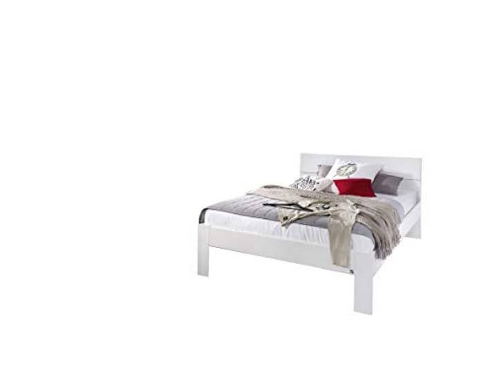 Rauch Möbel ALVARA, Bett, Farbe Weiß, Maße 145x90x209 cm Doppelbett für Schlafzimmer, Jugendzimmer, Gästezimmer, mit Holzkopfteil, Liegefläche 140x200 cm