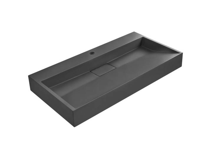 HÄNGEWASCHBECKEN Schwarz 90/46 cm Mineralguss Quenko