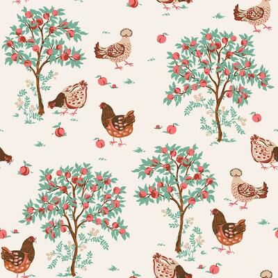 Printfresh Hen House Linen Peel and Stick Wallpaper