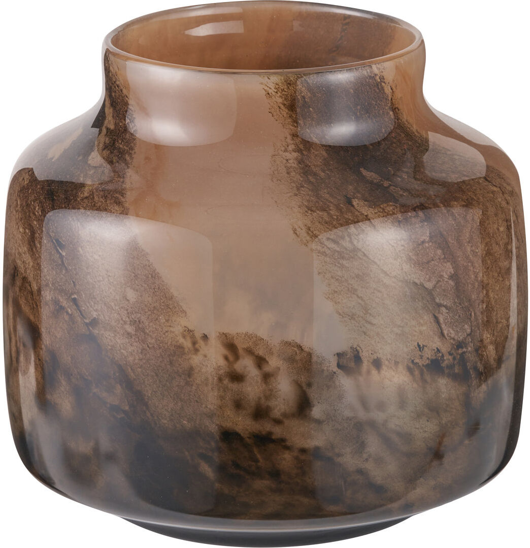 Bloomsbury Market Handmade Glass Table Vase Brown;Beige;Cream 23cm H X 26cm W X 26cm D