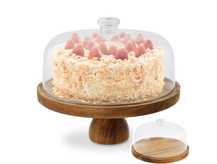 Support à gâteaux en bois avec couvercle, assiette à fruits, desserts, grand espace, présentoir à gâteaux pour anniversaire, cuisine, fête de mariage