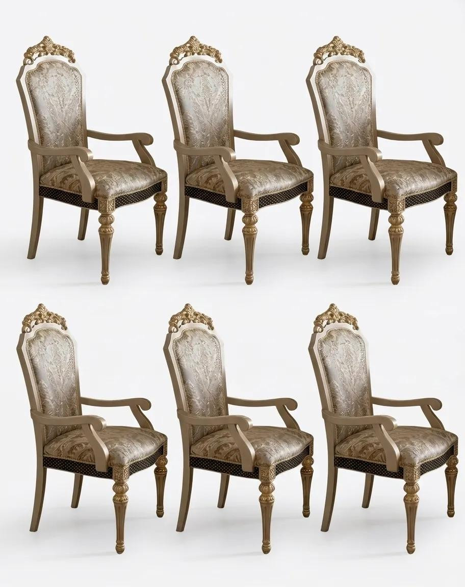 JVmoebel Set van 6 elegante eetkamerstoelen in klassieke stijl