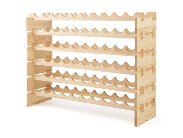 Helloshop26 Weinregal Modular, stapelbar, 1 Stück, 101 x 29 x 73 cm, für 60 Flaschen, natürliches Design, aus Kiefernholz, 20_0011047