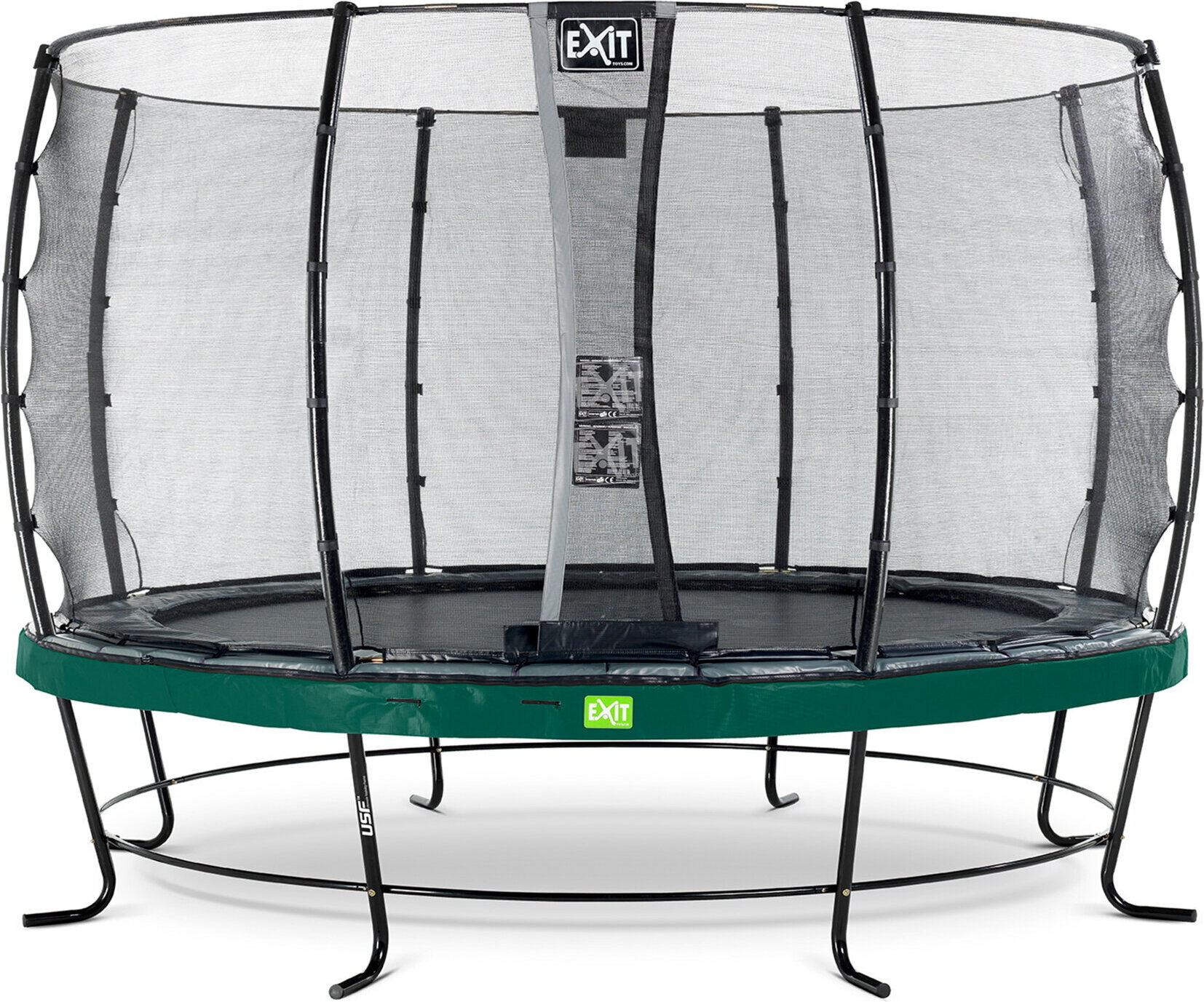 EXIT Elegant Trampolin ø366cm, mit Sicherheitsnetz, Rund, für Kinder, Grün