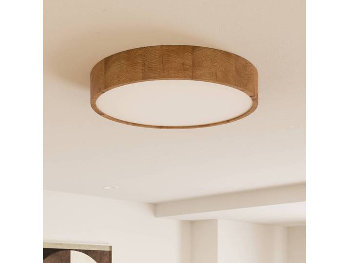 Deckenleuchte Kerio Lamkur, dimmbar, für Wohn- / Esszimmer, Holz, Modern