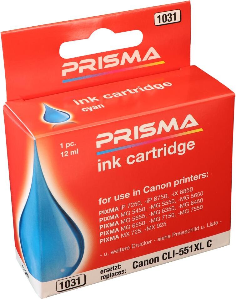 PRISMA 1031 Druckerpatrone für Canon Tintenstrahldrucker, cyan, 12 ml