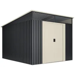 Wasabi - Gartenhaus Metall 7,6m2 Stark – 238x322x202cm - Oberlicht - Doppelte Schiebetür – Anthrazitgrau – Geräteschuppen XXL – Gerätehaus Outdoor