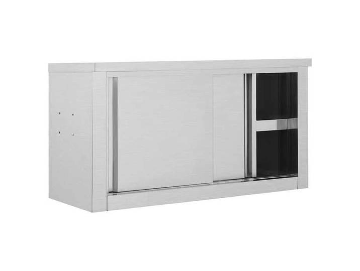 BEAU Stockage des aliments - Gris - Armoire de cuisine Inox - avec portes coulissantes - 90x40x50 cm[22311]