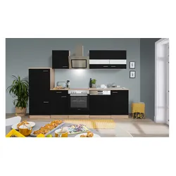 Respekta Küchenzeile ca 280 cm mit Kühlschrank Geschirrspüler - versch. Ausführungen - schwarz