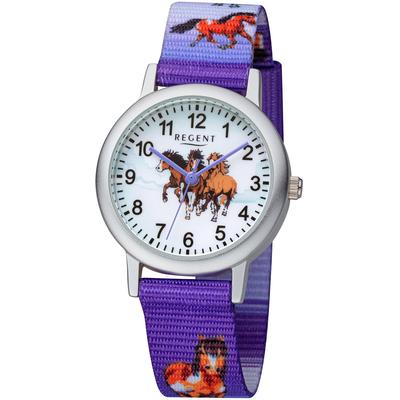 Quarzuhr REGENT, lila (lila, silberfarben, weiß, bunt), Armbanduhren, Kinder, silberfarben, Quarzuhr, Armbanduhr, Kinderuhr, Lernuhr, Mädchen, Schulanfang, Geschenkidee