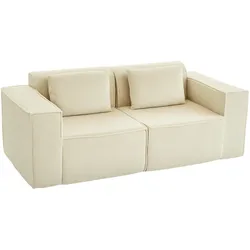 3-SITZER SOFA 202 cm Cloud-Couch ohne Gestell mit 2 Lendenkissen Beige