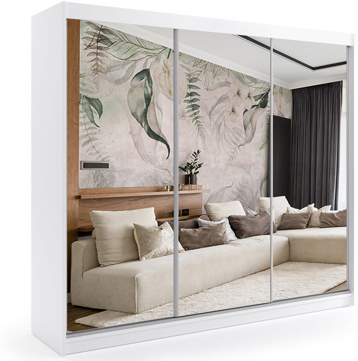 Brayden Studio Barsha 3 Door Wardrobe White 240cm W X 61cm D