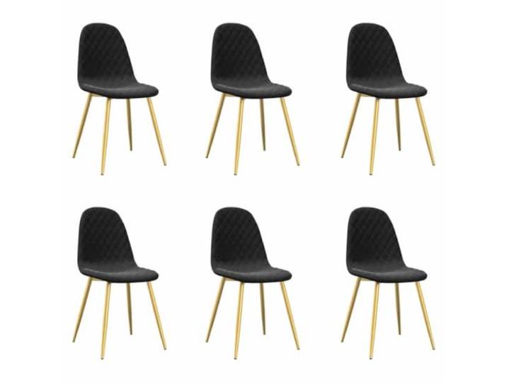 Tmriohed Esszimmerstühle 6er Set Schwarz Samt Polsterstuhl mit Goldbeinen Elegante Samtsessel im 6er Set mit dicker Schaumstoffpolsterung und stabilem Eisengestell für Wohnzimmer und Essbereich.