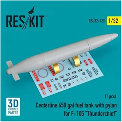 ResKit Centerline 650 gal fuel tank with pylons for F-105 Thunderchief (1 pcs) (3D Printed)