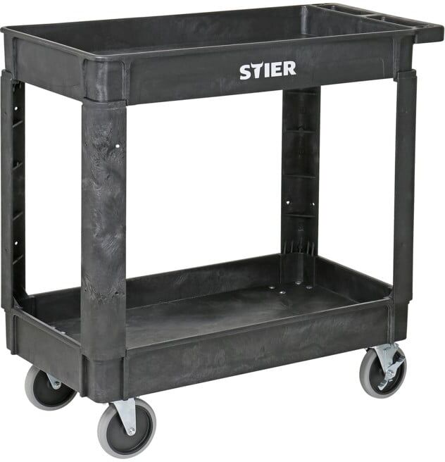 Chariot polyvalent en plastique STIER avec 2 plateaux, 250 kg, LxlxH 870x430x850 mm (904406)
