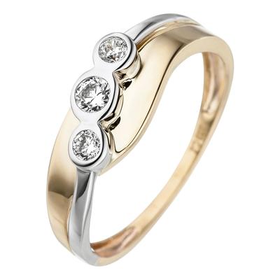 Goldring JOBO Gr. 50, gold (gelbgold 333), Fingerringe, Damen, 50, Gelbgold 333 Weißgold 333, Gelbgold 333, Weißgold 333, Goldring, 333 Gold bicolor mit Zirkonia