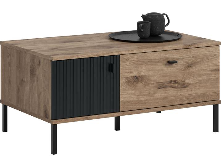 Couchtisch HOME AFFAIRE TREVERK, Breite: 100 cm , nox oak nachbildung, schwarz tiefzieh, B:100cm H:48cm T:60cm, Tische, Couchtisch, Couchtisch, Wohnzimmertisch, Beistelltisch, Wohnzimmer