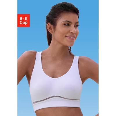 Sport-BH LASCANA ACTIVE, Damen, Gr. 95, Cup B, weiß, Microtouch, Obermaterial: 90% Polyester (COOLMAX), 10% Elasthan (LYCRA), BHs Sport-BH, mit LA-Buchstaben aus funkelnden Pailletten aus Coolmax-Material