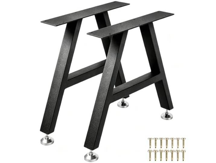 GarveeHome X/H-Tischbeine 2er-Set Stahl 28x20 Zoll Verstellfüße Schwarz A-Form, Höhenjustierung, Bodenfüße, Industriestil, Selbstbauprojekt