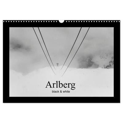 Arlberg black and white (Wandkalender 2027 DIN A3 quer), CALVENDO Monatskalender