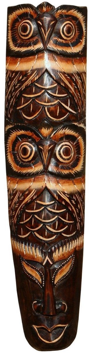 Handgemaakt houten uil muurmasker voor volwassenen