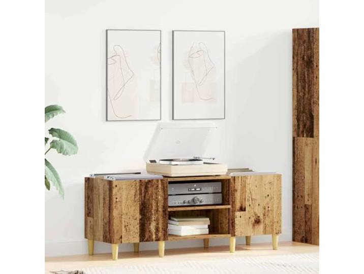 GPWERSDF Schallplattenschrank 121 x 38 x 48 cm Holzwerkstoff Altholz Holzwerkstoff, Einbauregale, Scharniertüren, staubfrei, viel Stauraum, moderne Optik, pflegeleicht