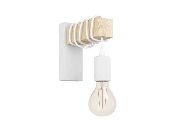 Eglo Lampe murale TOWNSHEND\, applique murale vintage à flamme au design industriel\, lampe rétro en acier et en bois\, blanc\, marron\, certifié FSC\, douille E27