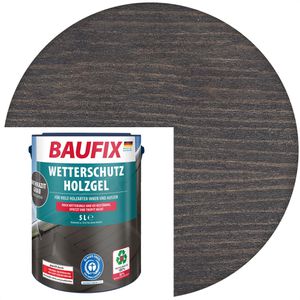 Baufix Holzlasur Wetterschutz-Holzgel, 5,0l, innen & außen, wetterfest, anthrazitgrau