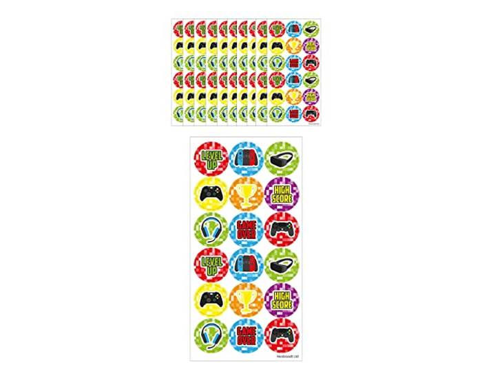 HENBRANDT Grote gamerstickers, 180 verschillende videospelstickers, leraren, school, beloning, kunst en ambachten voor kinderen, verjaardagsfeestje, tas, gunsten, buitzakvullers, geluksdipgunsten voor