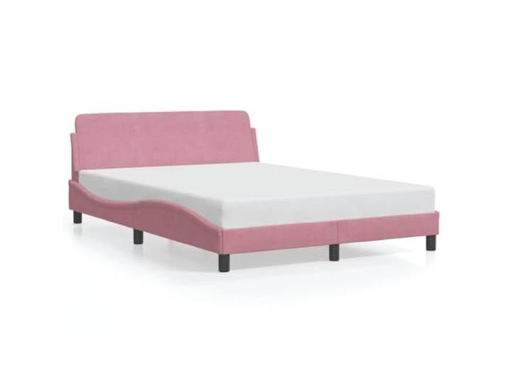PUGYNBK Bettgestell aus Samt, Rosa, 120 x 200 cm, mit Kopfteil Weicher Samt, stabile Beine, Holzleisten, modernes Wellendesign