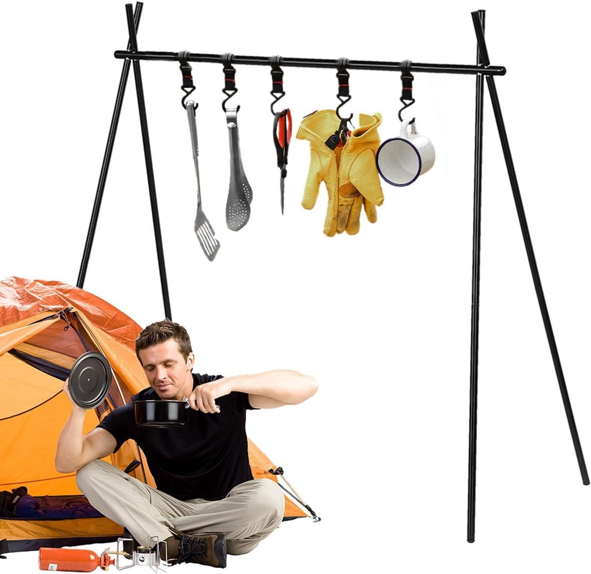 Draagbare driehoekige hanggarderobe voor outdooractiviteiten en camping