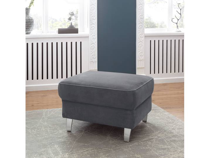 Hocker SIT & MORE Texel , grau (dunkelgrau), B:75cm H:47cm T:63cm, Kunstleder SOFTLUX;Luxus-Microfaser ALTARA NUBUCK (100% Polyester);Struktur (100% Polyester), Hocker, Hocker