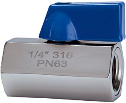 Riegler Mini-vanne à bille, acier inoxydable 1.4401, FI/FI, G 3/8, DN 10 (376.02-ES)
