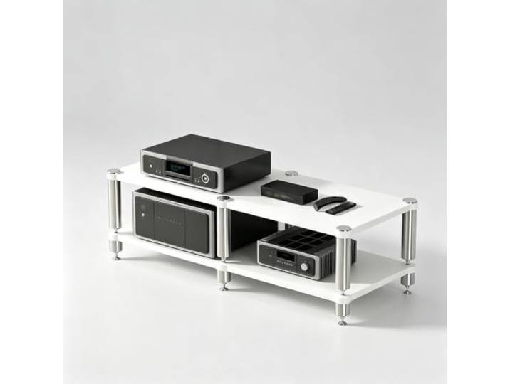 YHTCSXMD HiFi Rack, 2-4 Stufiges Audio Rack aus Holz Holzplatten und Aluminiumstützen, modular für Verstärker und Player, für Wohnzimmer und Audio-Bereiche