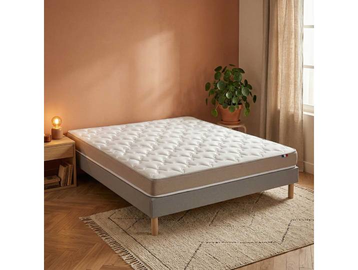 Matelas accueil latex h14 25kg/m3 sommier en kit gris 140 x 200